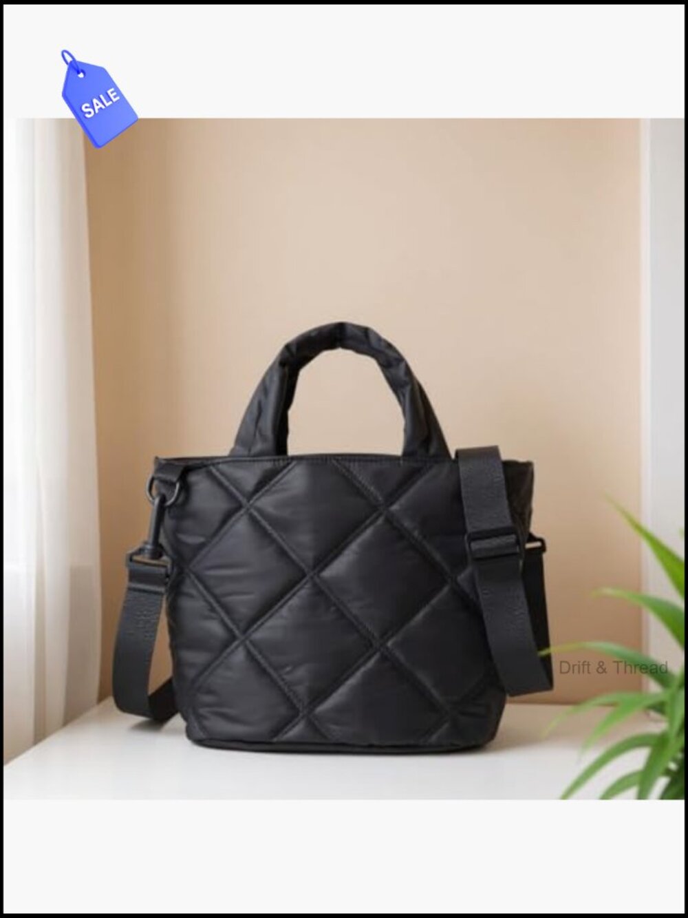 Crossbody Bag for Women, Lightweight Quilted Puffer Tote, Nylon Travel Purse - Picture 3 of 7